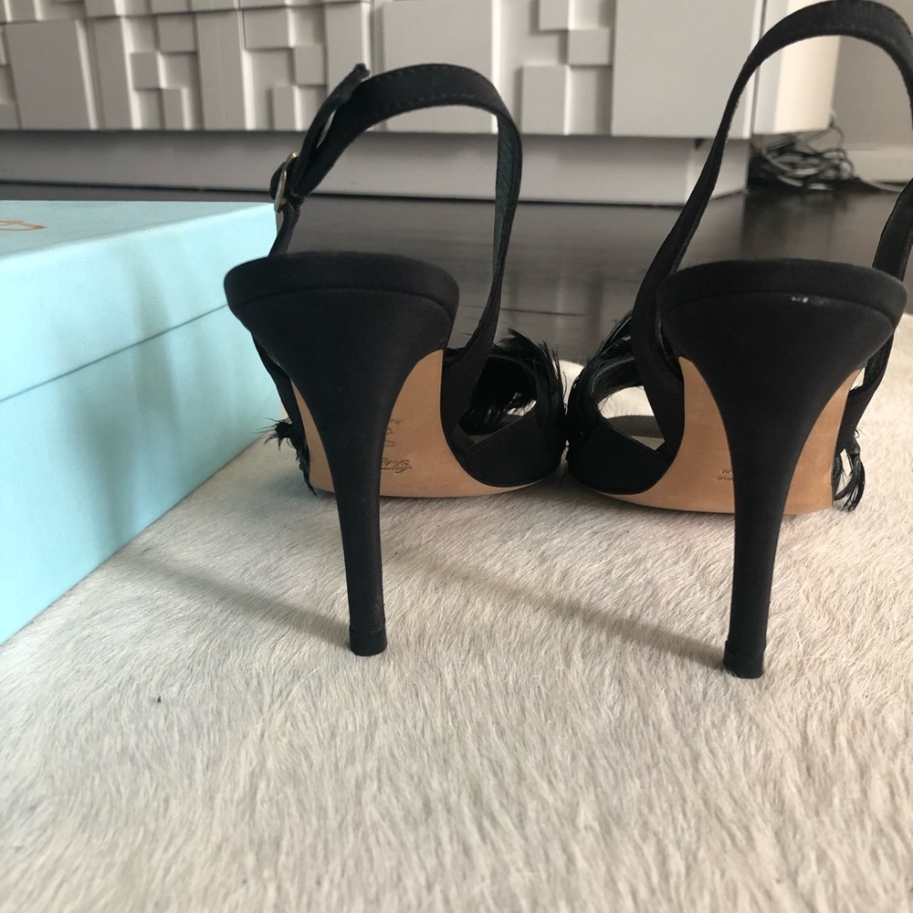 Black Feather High Heel Sandals by Butter NWT - Picture 2 of 11